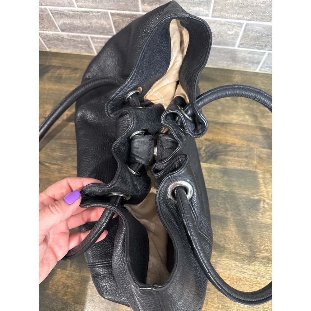 Michael Michael Kors Black Pebbled Leather Shoulder Bag Hobo Tote Purse - Picture 2 of 13